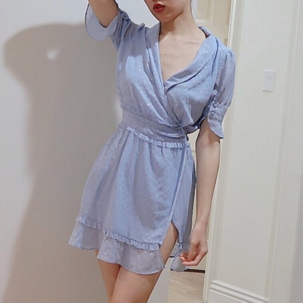 FOR LOVE & LEMONS LA KARLA JAIME KING MINI DRESS in Blue